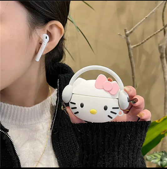 Hello Kitty Airpods Case for 1/2/3/pro Kawaii Hello Kitty Things Silica Gel Bluetooth Airpods Case 1/2/3/pro Girls Accessories